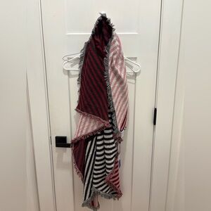 NWT Rebecca Minkoff Womens Square Scarf Dots Stripe fringe